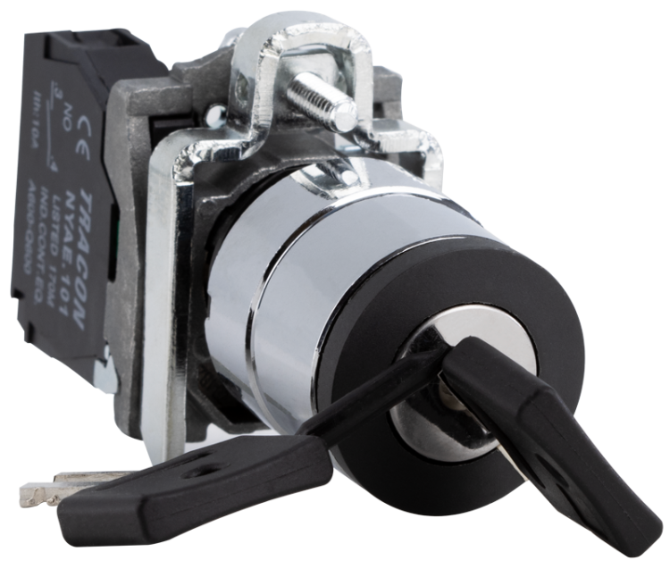 Przełącznik na klucz, lewa-prawa WYŁ, dwupozycjyny 1×NO, 3A/230V AC, IP42 NYBG41KK Tracon Electric