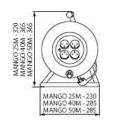 Przedłużacz bębnowy otwarty 4 gniazda 25m zwijany MANGO KF-FBG-20A 4395 Kanlux