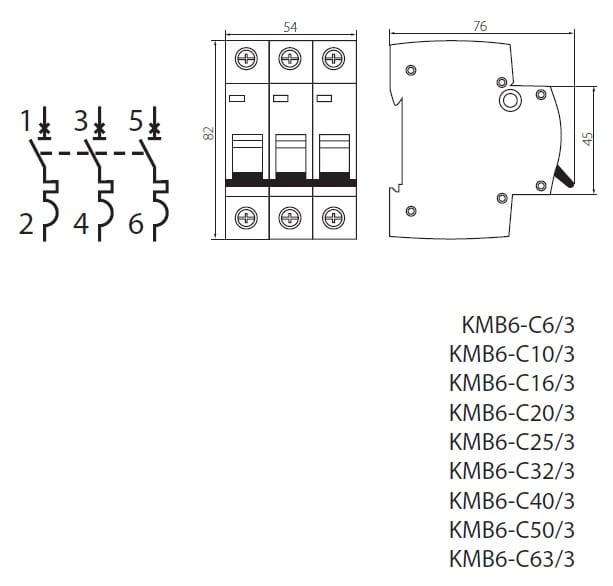 Wyłącznik nadmiarowo-prądowy KMB6-C16/3 23154 Kanlux