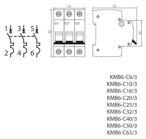 Wyłącznik nadmiarowo-prądowy KMB6-C20/3 23150 Kanlux