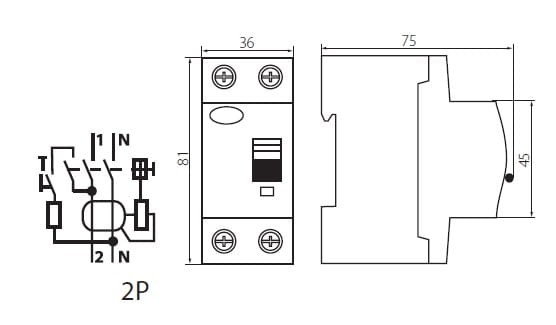 Wyłącznik różnicowoprądowy KRD6-2/63/30-A 23190 Kanlux różnicówka
