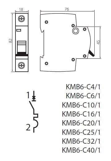 Wyłącznik nadmiarowo-prądowy KMB6-C10/1 23145 Kanlux