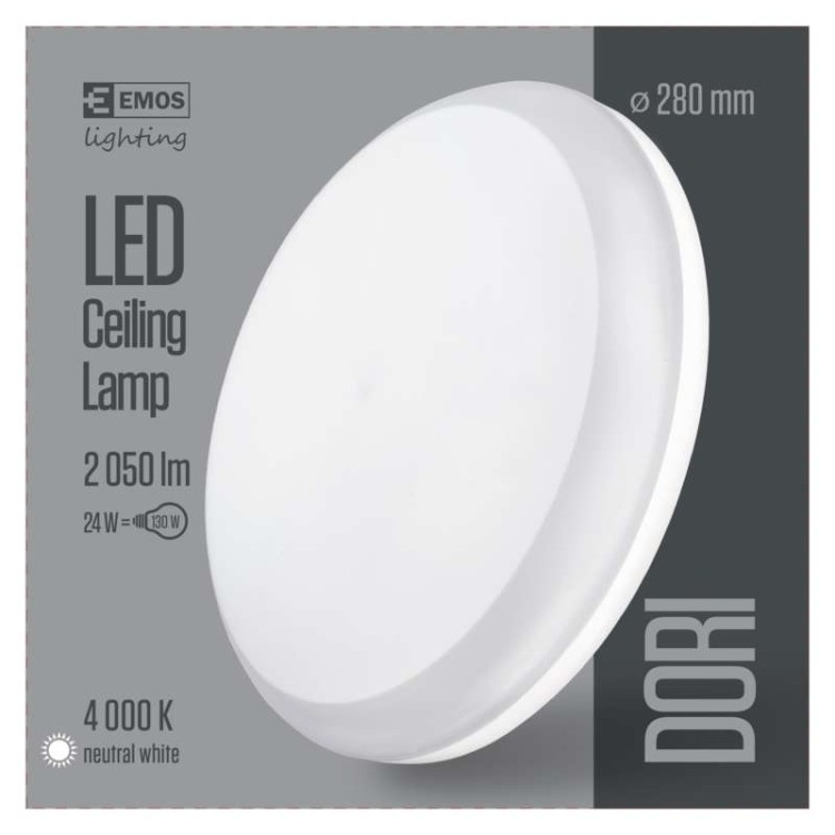 Plafon okrągły DORI LED 24W ZM4312 Emos IP54 sufitowy oprawa plafoniera slim neutralna biel