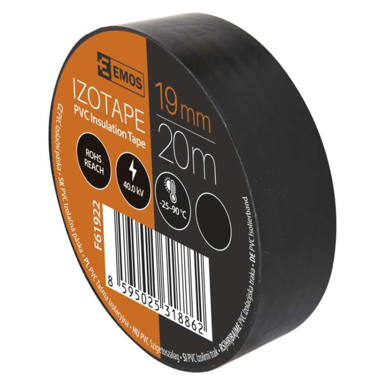 Taśma izolacyjna izolacja PVC 19mm / 20m czarna F61922 Emos