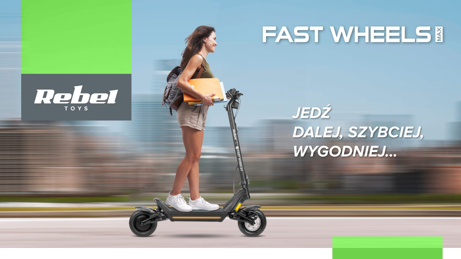 Hulajnoga Elektryczna FAST WHEELS PRO MAX Rebel ZAB0032 do 120kg 45km 350W 36V Czarna